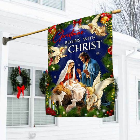 Christmas Begins With Christ Flag