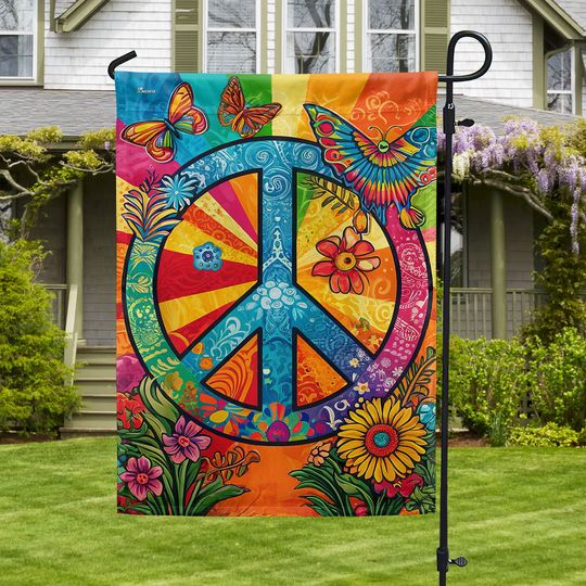 Hippie Peace Sign Flag