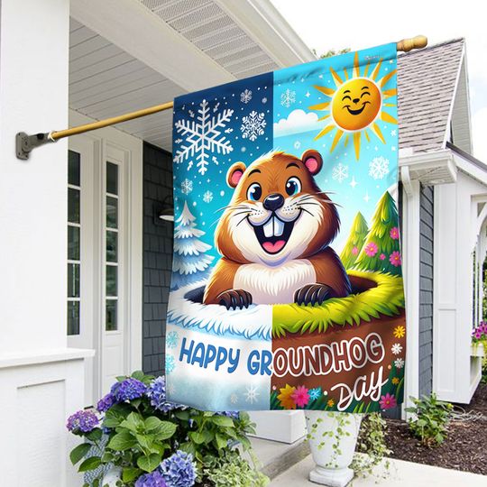 FLAGWIX  Happy Groundhog Day Flag