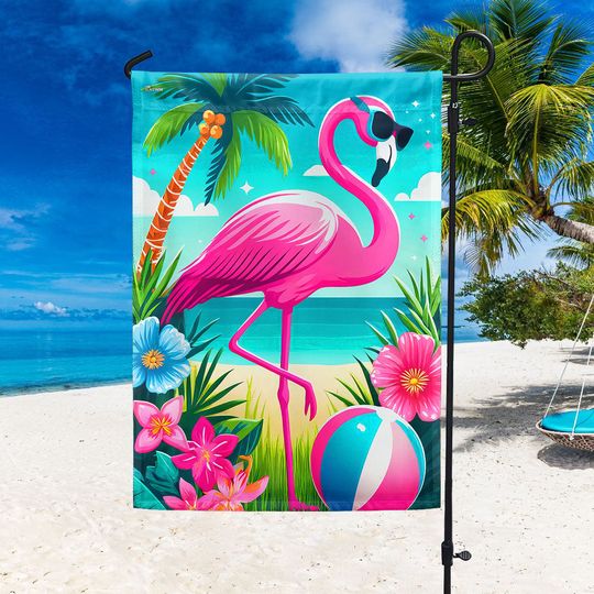Flamingo Happy Summer Flag