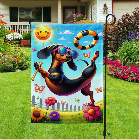 FLAGWIX Funny Dachshund In Summer Flag