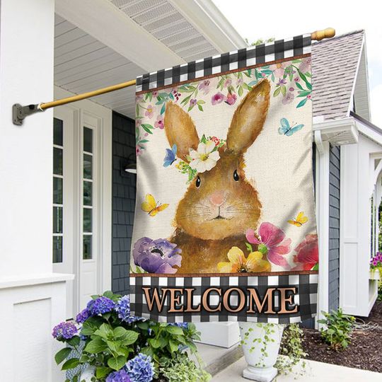 Happy Easter Day Bunny Flag