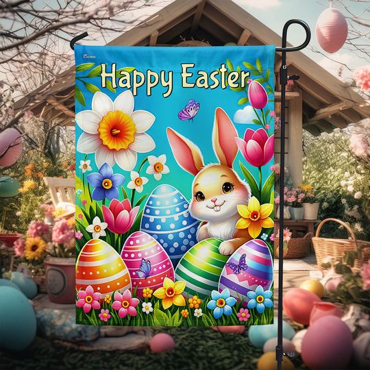 FLAGWIX  Happy Easter Day Rabbit Bunny Flag
