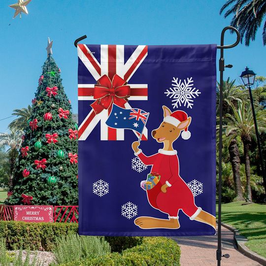 Australia Christmas Kangaroo Claus Merry Christmas Flag