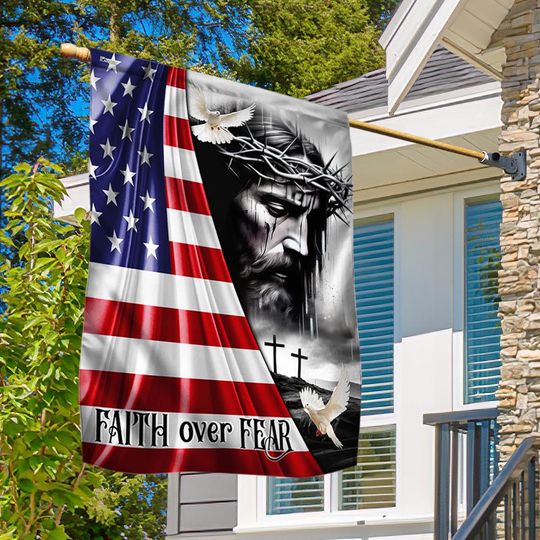 FLAGWIX  Jesus Christ Faith Over Fear God Jesus Flag