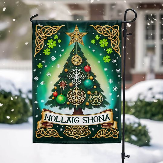 Irish Christmas Celtic-style Christmas Tree Nollaig Shona Flag