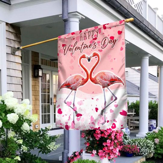 Flamingo Love Happy Valentine's Day Flag