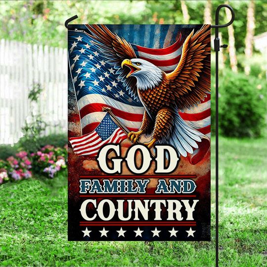 God Family and Country American Patriotic Eagle Flag