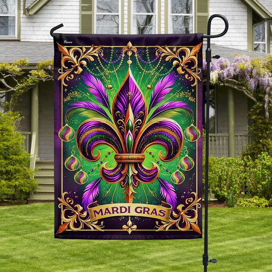Mardi Gras Fleur-de-lis Louisiana Flag, New Orleans Mardi Gras Party Decorations