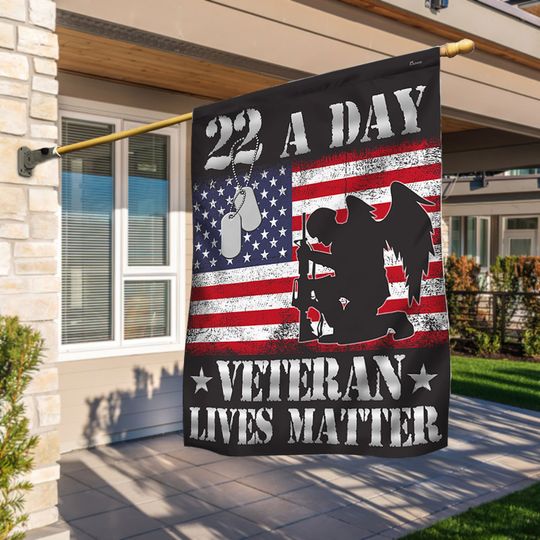 22 A Day Veterans Flag Veteran Lives Matter Suicide Awareness Patriotic Veterans Day Memorial Flag