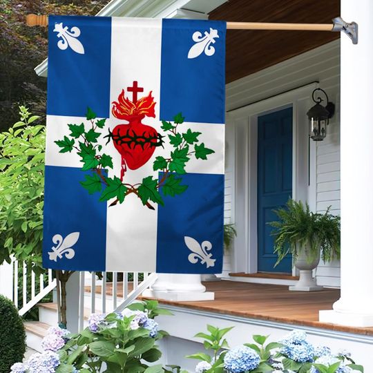 Quebec Sacred Heart Catholic Flag