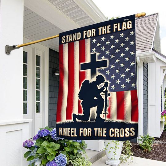 FLAGWIX  Stand For The Flag  Kneel For The Cross Veteran Flag 3-Day Shipping