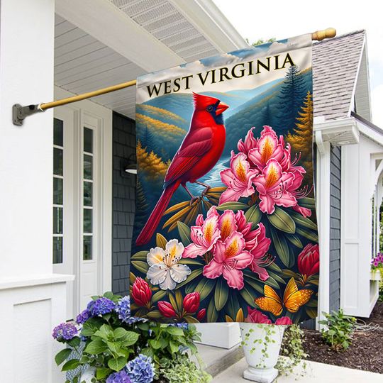 FLAGWIX  West Virginia Cardinal and Rhododendron Flower Flag