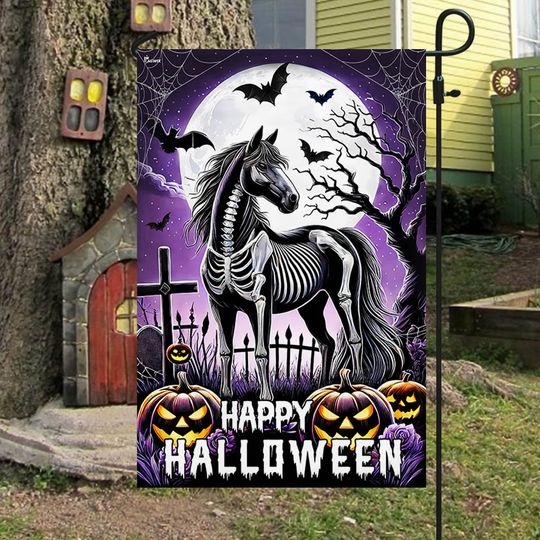 Horse Happy Halloween Flag