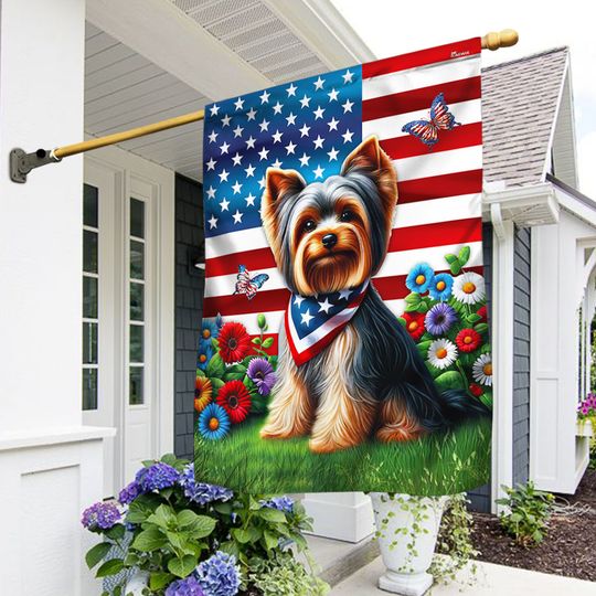 Flagwix American Flag - Yorkshire Terrier Dog 4th Of july American Flag