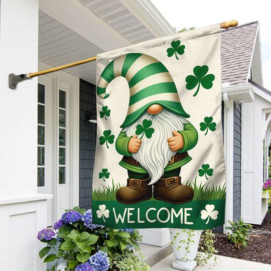 FLAGWIX  St Patrick's Day Gnome Shamrock Irish Flag