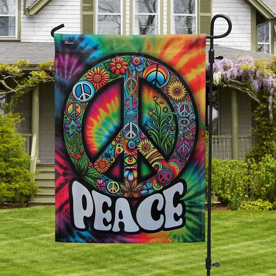 FLAGWIX  Hippie Peace Sign Flag