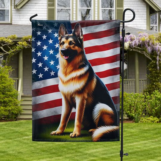 German Shepherd American Flag