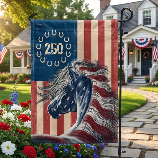 Flagwix Patriotic Horse Garden Flag - 250th Anniversary Horse Prints Betsy Ross Flag Decor