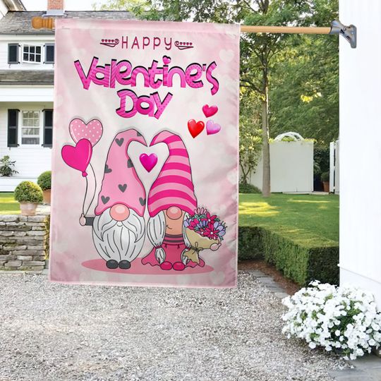 Valentine's Day Gnome Couple Flag