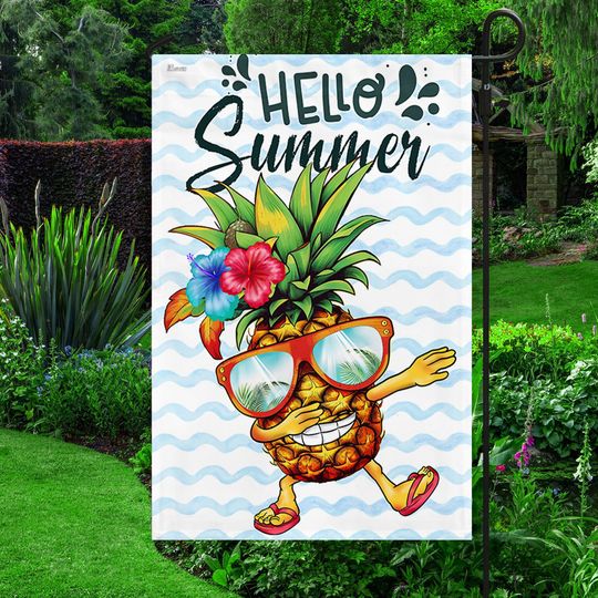 Funny Pineapple Hello Summer Flag