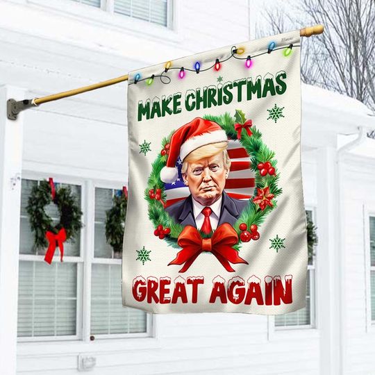 Trump Christmas Flag Make Christmas Great Again