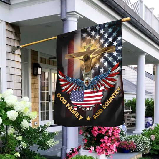 God, Family And Country Flag