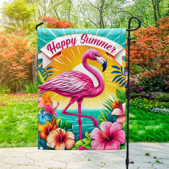 Flamingo Happy Summer Flag