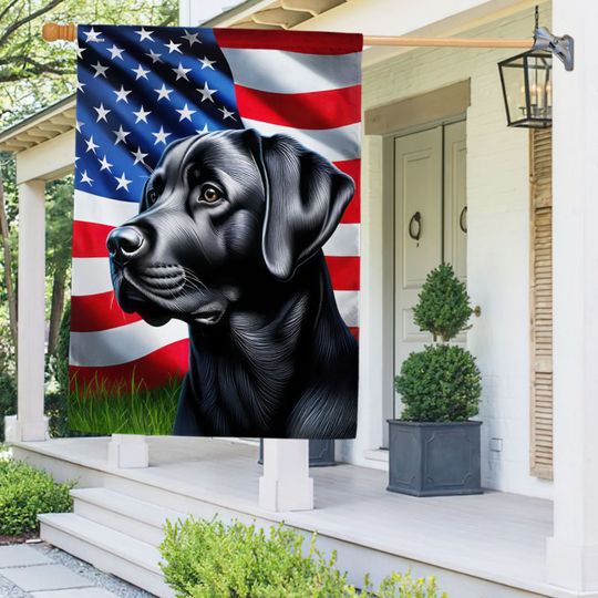 FLAGWIX  Black Labrador Dog American Flag