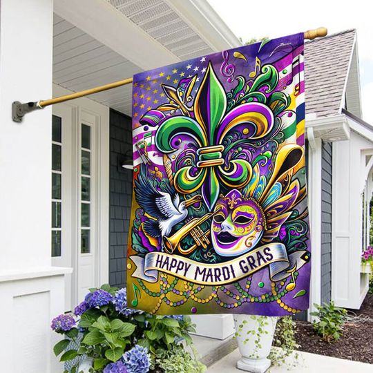 Happy Mardi Gras Louisiana Flag, Mardi Gras Celebration