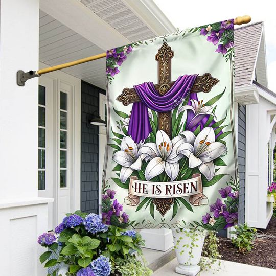 FLAGWIX  He is Risen Easter Cross Religious Flag