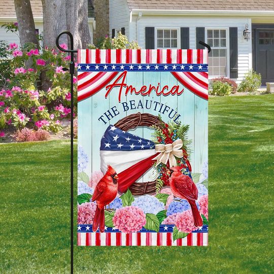 Flagwix American Flag - American Wreath Independence Day America The Beautiful Flag