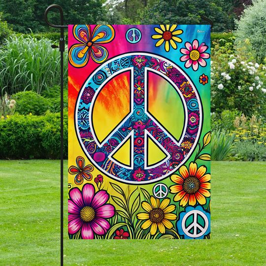 Hippie Peace Sign Flag