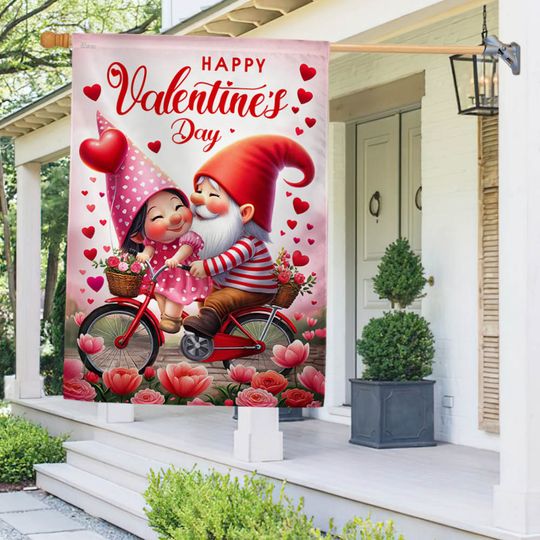 FLAGWIX  Happy Valentine's Day  Gnome Couple Flag