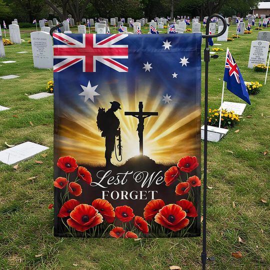 Anzac Day, Remembrance Day Australian Veteran Lest We Forget Flag