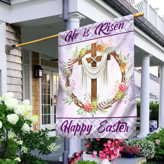 Easter Cross Flag Happy Easter He Is Risen Flag