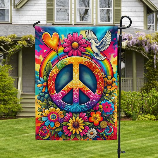 FLAGWIX  Hippie Peace Sign Flag