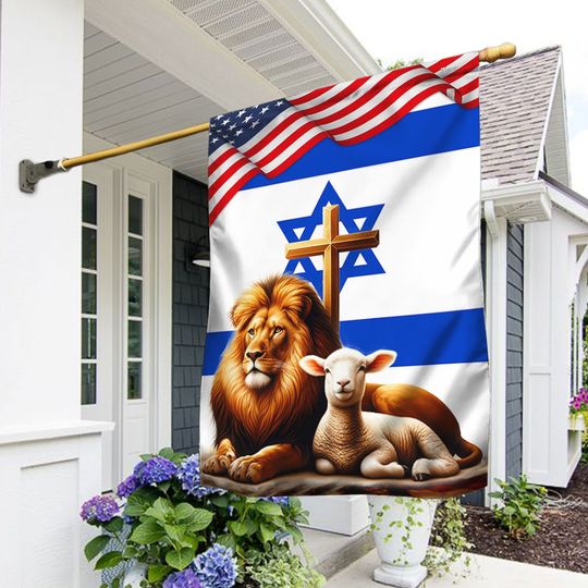 Israel American Jewish The Lamb And Lion of Judah Flag