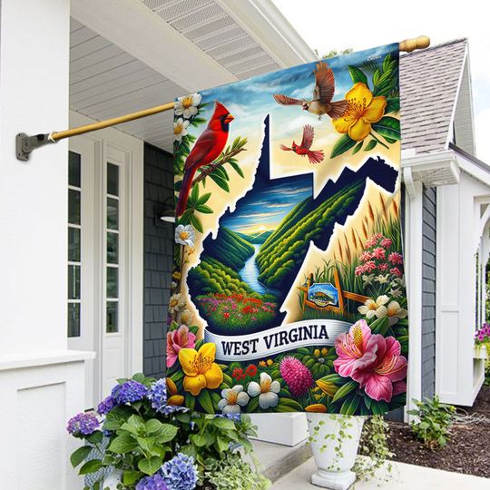 FLAGWIX West Virginia with Rhododendron and Cardinal Flag