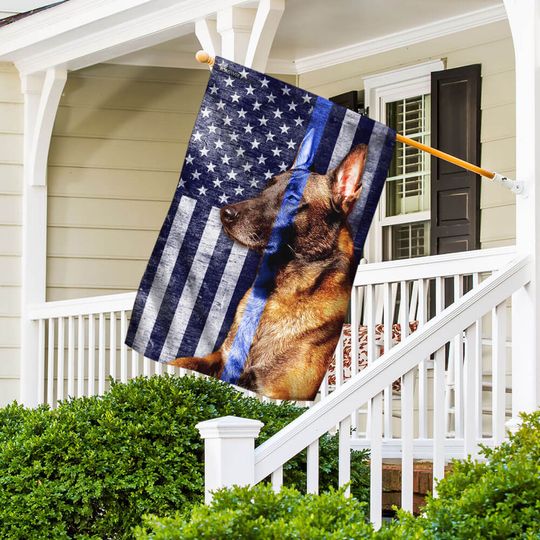 Belgian Malinois. The Thin Blue Line Flag