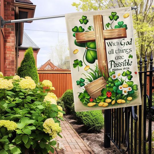 FLAGWIX  With God All Things Are Possible St Patrick's Day Irish Flag