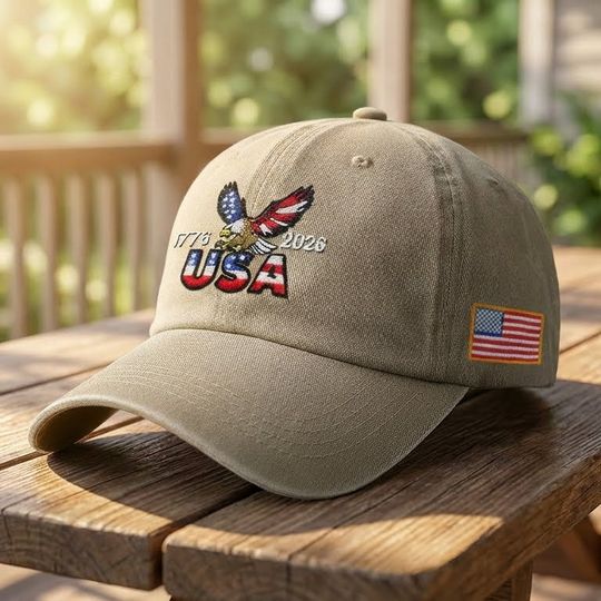 250th Anniversary USA Washed Cap | Patriot Embroidered American Flag