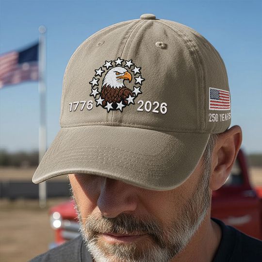 American Patriot Washed Cap Embroidered Eagle 1776 Betsy Ross Flag for 250 Years